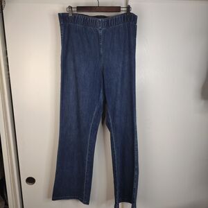 Soft Surroundings Pull On Wide Flare Leg Denim Jeans Women’s Size XLT Tall Blue